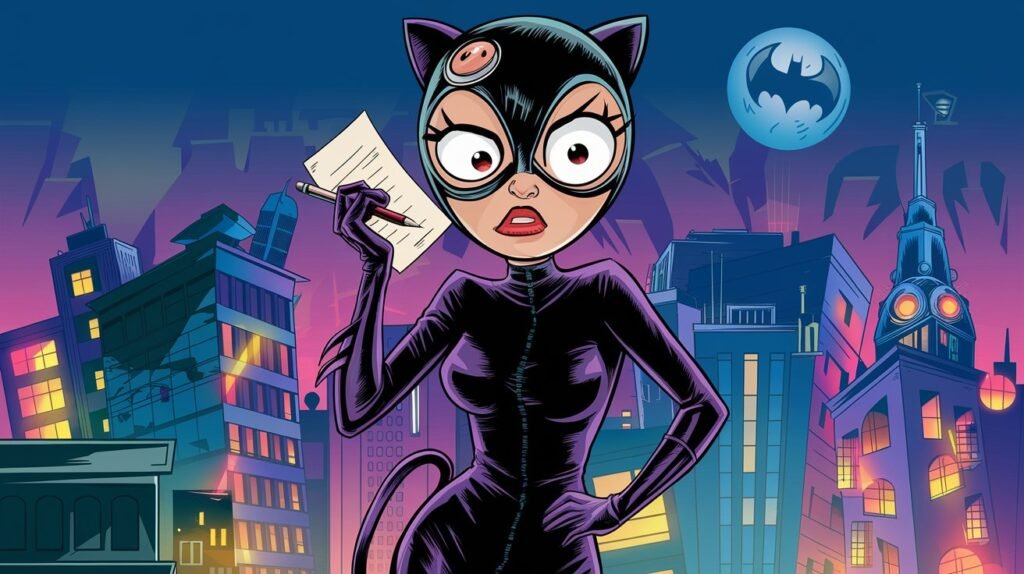 a-cartoonish-illustration-of-catwoman