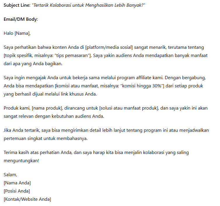 Contoh pesan outreach Contoh pesan outreach