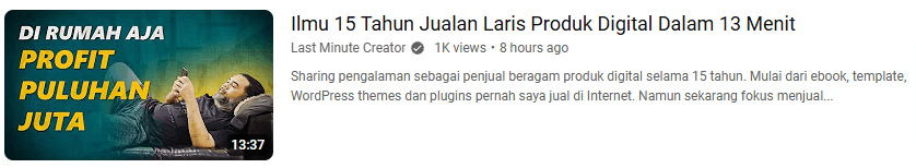 Ilmu 15 Tahun Jualan Laris Produk Digital Dalam 13 Menit