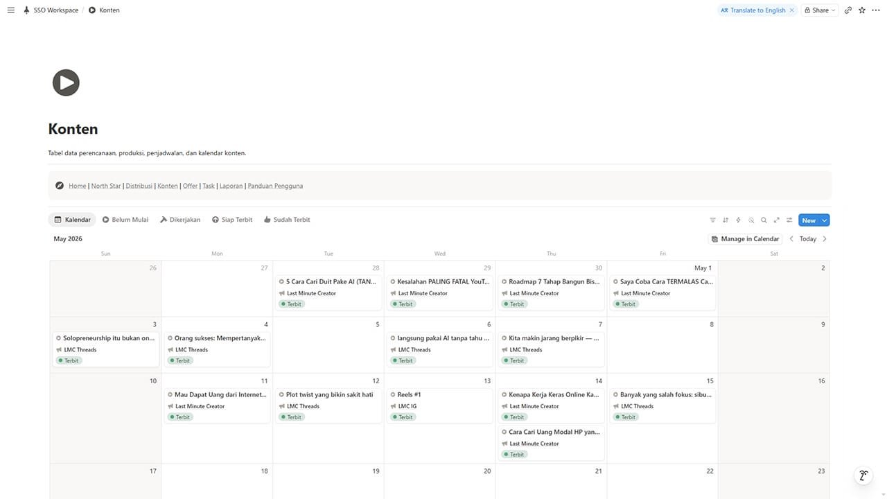 SSO Workspace Kalendar Konten